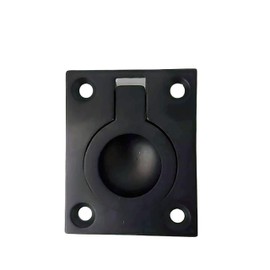 QCAA Solid Brass Flush Ring Pull, (4pack, Matte Black)