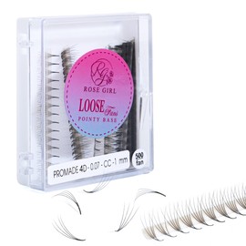 ROSE GIRL 500 Ultra Speed Promade Fans-Natural Look Handmade Volume Eyelash-Narrow Loose Eyelash 3D-16D C CC D Curl-False Lashes Extensions-Thickness 0.03~0.1mm-8~20mm Length(4D-CC-0.07 (12 mm))