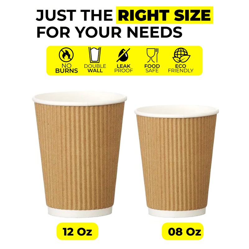Zuvo Ripple Takeaway Paper Coffee Cups - [30 Cups -