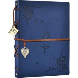 Scrap Book Leather Photo Album Family Scrapbook Memory Photo Book 60 Pages, Mothers Day Gift for Mom Mother Scrapbook/Anniversary/Valentines Gifts (Gray) - Color: Rose Blue