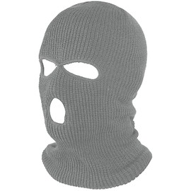CRAZY LIZARD 3 Hole Balaclavas Grey Knitted Full Face Cover Ski Mask, Winter Masks Knitted Mens Balaclava Warm Beanie for Karting, Hiking and Outdoor Sports (Grey)