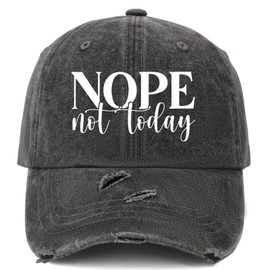 Generic Nope Not Today Hat for Womens Washed Distressed Baseball Caps Low Profile Washed Running hat Light Weight, Allblack