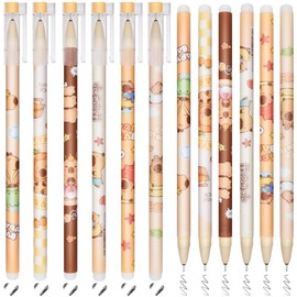 Kawaii 2-in-1 School Pencil Case - Erasable Gel Pen Set, with Thermo-Sensitive Erasing Ink, a Variety of Ink Colours and Barrel Designs, 0.7 mm Tip (Pen Holder + 12Erasable)