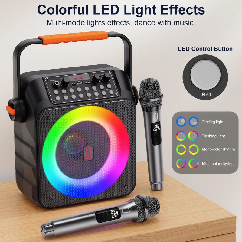 Universal JYX Karaoke Machine With 2 Microphone Portable Party Speaker