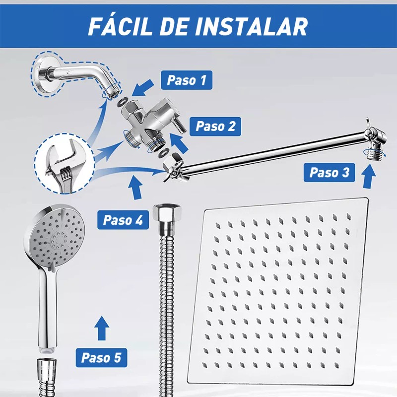 Stanew Regadera de ducha Stanew Aqua 1031-2 cuadrada color plateado