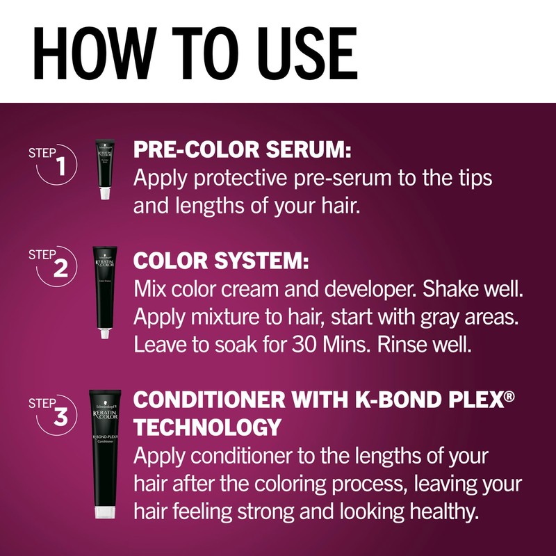 Schwarzkopf Keratin Permanent Hair Dye Cream, 1.8 Ruby Noir, Professional