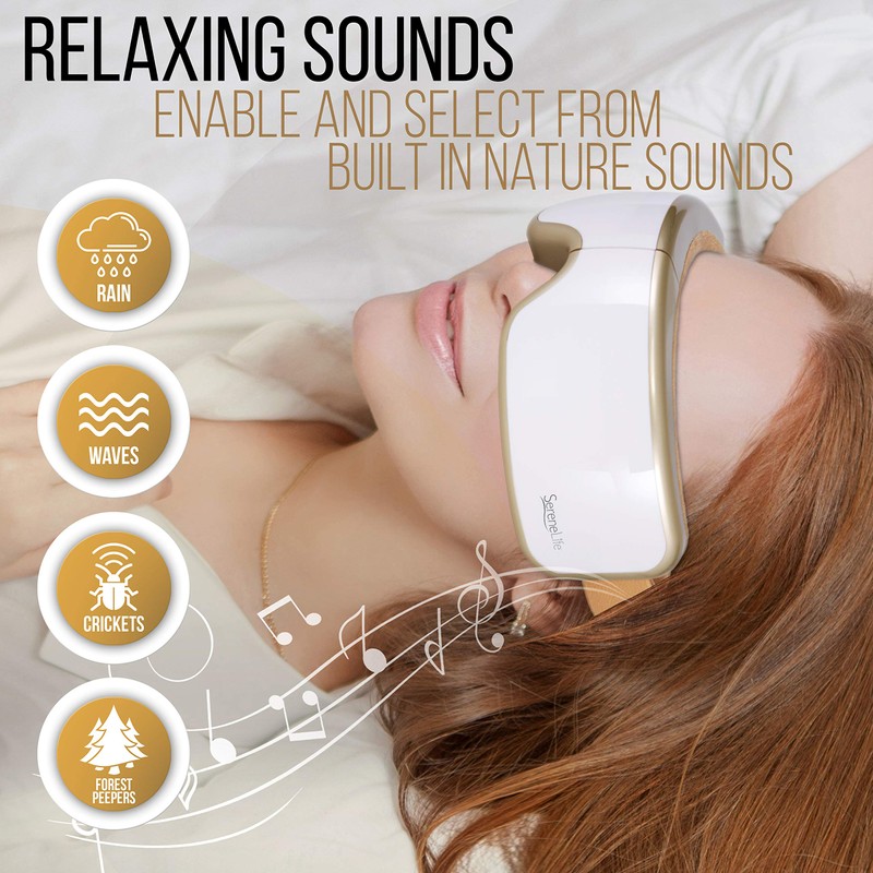 SereneLife Smart Eye Massager with Heat and Compression, Vibration, Music,