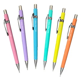 Pentel P200 Series Pastel 0.5mm Mechanical Pencils (Pack of 12) Assorted Barrel Colours (2 Blue, 2 Green, 2 Pink, 2 Purple, 2 Orange, 2 Yellow)