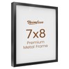 Heimlove 7x8 Metal Picture Frame,Black Aluminum Photo Frames-Real Tempered Glass,Tabletop