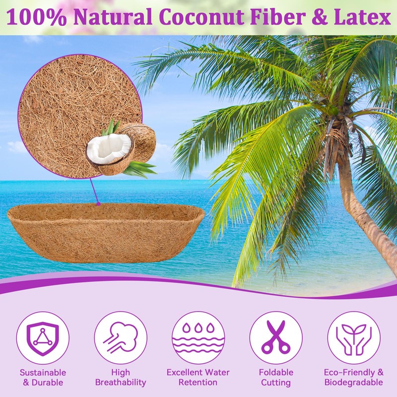 Halatool 36" Coco Liners for Planters, 2 Pack Coconut Fiber