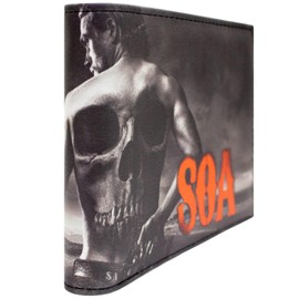 SOA Sons Motorcycle Club Anarchy Biker Skull Tattoo Wallet Bi-Fold Coin Pocket & Card Holder, Black
