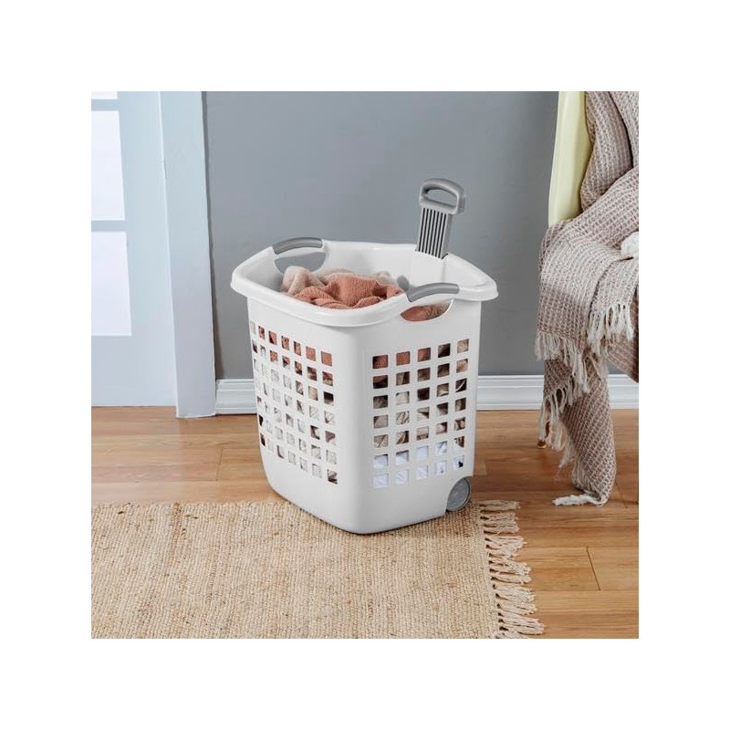 Sterilite 1.75 Bushel Ultra™ Wheeled Laundry Basket Plastic, White, (Pack