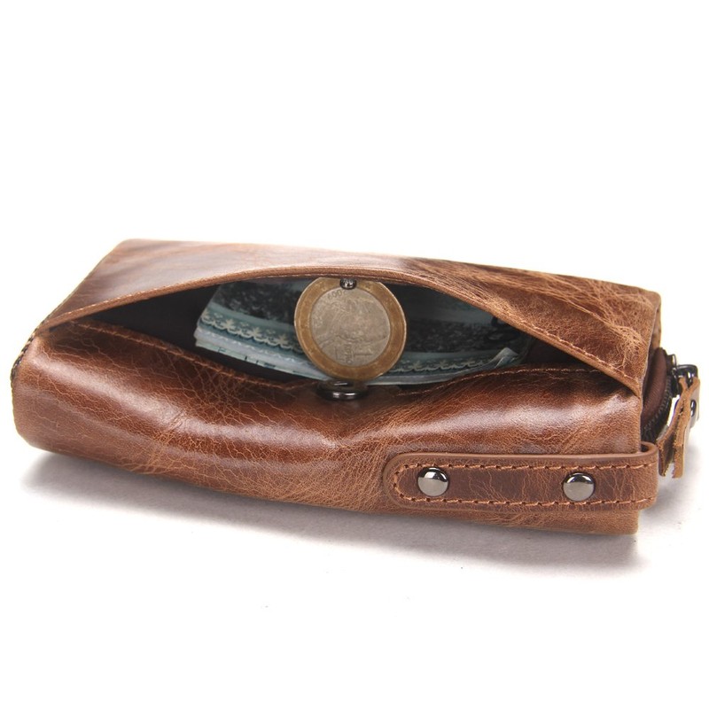 [コンタクトズ] 小さな財布本革 牛革 札入れ キーバッグ車のスマートキーケース男女兼用(brown)