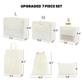 AOYHNID 7 Set Packing Cubes for Travel Organization,Packing Organizers for Suitcases,Travel Accessories Luggage Organizer Set (Beige)