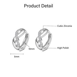 Ecripe Silver Hoop Earrings for Women, Silver Infinity Hoops Earrings, Cubic Zirconia Huggie Hoops for Ladies Girls, 10mm Sleeper Earring Hoops