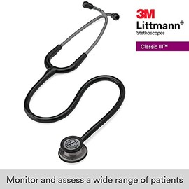 3M Littmann 3M Littmann Classic III Monitoring Stethoscope, Smoke-Finish, Black Tube, 69 cm, 5811