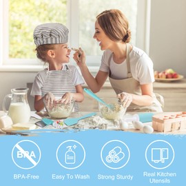 Kinggrand Kitchen Kids Cooking and Baking Set with Storage Case Real Cooking Supplies with Cookbook Knives Apron Chef Hat Kids Cooking Utensils for Girls Boys