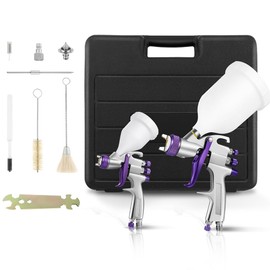 SWL 2007Kit HVLP Gravity Feed Air Spray Gun kit with 1.0mm & 1.4mm Nozzles 125cc & 600cc Easy to Carry for DIY Players, Paint Sprayer for House Painting