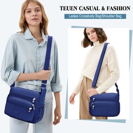 ONEKERUN Crossbody Bags for Women Ladies Nylon Waterproof Shoulder Bag Lightweight Travel Messenger Bag Multi-Pocket Casual Handbag with Adjustable Shoulder Strapfor Shopping School Work Daily Use