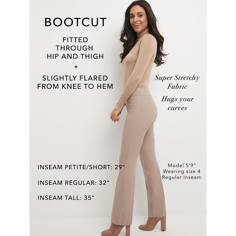 Rekucci Womens Ease into Comfort Stretchy Business Casual Bootcut Pull-On