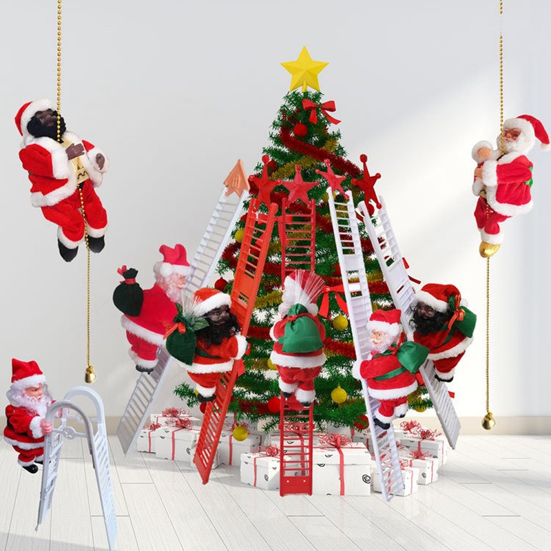Electric Santa Claus Toy Black Race Climbing Christmas Tree Decorations