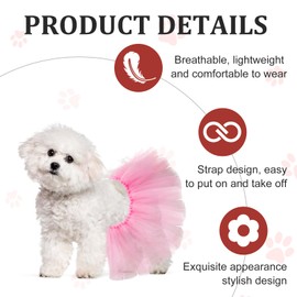 Pink Dog Tulle Tutu for Small Large Medium Dog, Cute Dog Costume Skirt Dresses Puppy Outfits for Birthday Wedding Party Photo Prop Supplies