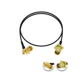 Vecys Fakra Curry Male Code K to SMB Female Right Angle Adapter Cable RG174 20in/50cm Compatible with Car Vehicle Radio Stereo Receiver Tuner