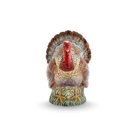 Spode 14oz Turkey-Shaped Gravy Boat with Ladle - Dolomite Thanksgiving Serveware | Large Table Centerpiece | Decorative Serving Bowl | Holiday Soup Bowl, For Thanksgiving Dinner and Festive Meals