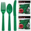DecorRack Plastic Cutlery Set, Green Plastic Silverware Sets for Parties,