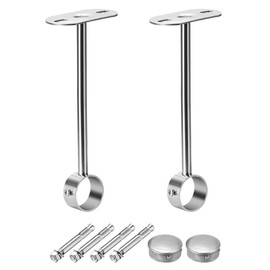 uxcell Ceiling-Mount Bracket, Wardrobe Pipe Bracket, 32mm Dia, Shower Curtain Closet Wardrobe Rod Lever Support Holder Pipe Flange Socket 2pcs(300mm Height)