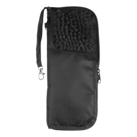 sourcing map Wet Umbrella Bag 11 x 5 Inch Thicker Chenille Foldable Umbrella Case Portable Waterproof Case for Storage for Travel Home Outdoors, Black, black