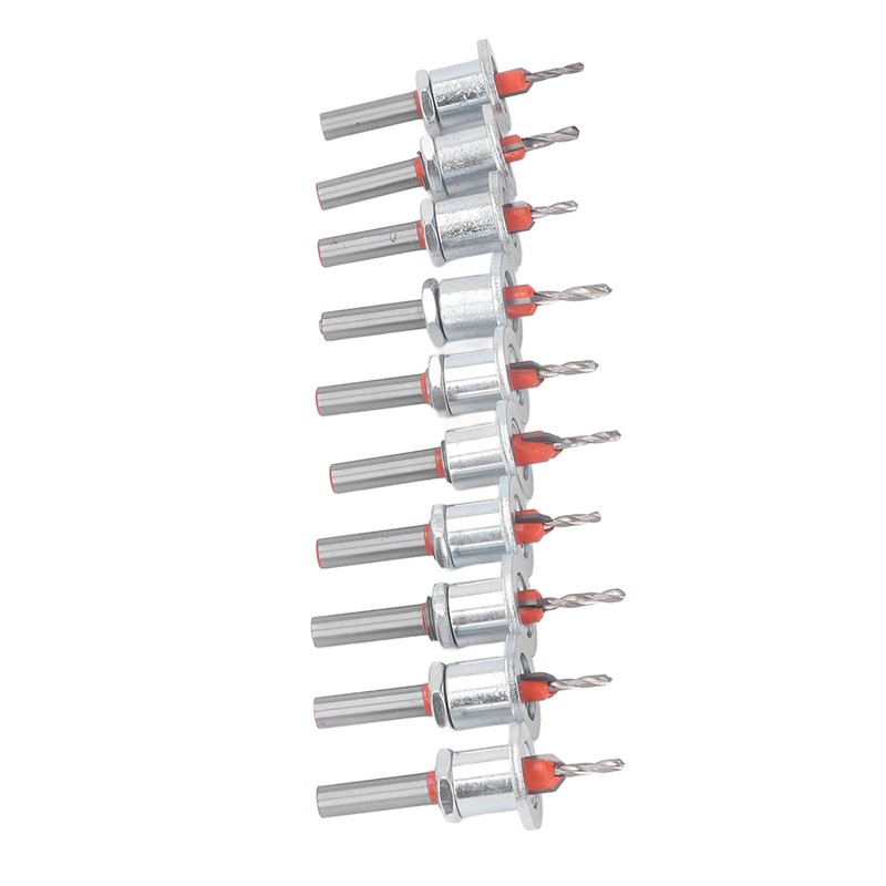 10PCS Countersink Drill Bits Adjustable Stop Tapered Countersink Bit for