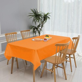 RCFFDL 3 Pack Orange Disposable Tablecloth, 54" x 108" Plastic Table Covers, Decorative Rectangle Tablecloth for Parties, Events, Wedding, Inddors & Outdoors