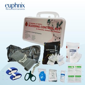 euphnix Mountable Bleeding Control Kit - Essential Emergency Hemorrhage Supplies for workplaces, Schools and Vehicles - 12pcs