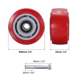 sourcing map 4 Inch Caster Wheels, Polymer on Steel Wheel with Strong Load-Bearing Capacity, for Commercial Warehouses, Red