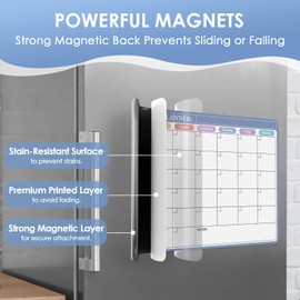 MaxGear Monthly Magnetic Calendar for Refrigerator, 16x12 Dry Erase Fridge Calendar Whiteboard with Stain-Resistant Surface, No Ghosting - Reusable Planning Board with 4 Markers & 1 Eraser