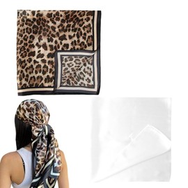 Leopard Scarf Silk Neck Scarf for Women Neckerchief Western Scarf Headband Bandana Square Head Scarf Brown Leopard Print Scarves for Women Christmas Gift Bag Charms for Purse Handbags Scarf 2 Pcs