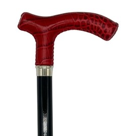 Classy Cane with Coconut Red Fritz Handle in Italian Leather