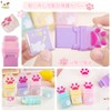 Roller Eraser Set of 4 Erasers Cute Cat Paw Shape