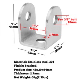 GBGS U Bracket 1-1/2",304 Stainless Steel,10 Pack