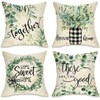 BAOKU Cushion Covers 45x45 cm Pillow Covers Spring Decorative Home Decor for Bed Couch Sofa Bedroom Office Pack of 4 wreath of green flowers Pattern Linen Pillowcase 18x18 Inch