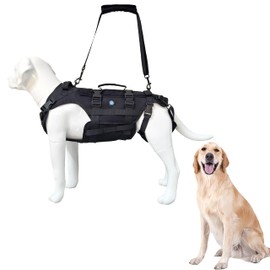 KAJILE Dog Lift Safety Harness,Support and Recovery,Suit for Disability,Sick or Old Dogs Rehabilitation or Walk,Removable Adjustable,Black,L