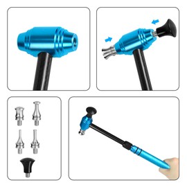 LadyRosian Paintless Dent Repair Tools Leveling Telescopic Hammer and Rubber Knockdown Tap Down with 9 Heads Kit for Car Body Hail Damage Dent Repair