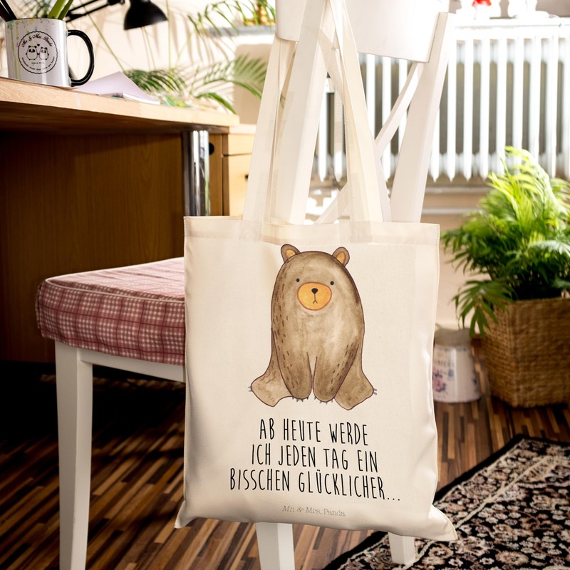 Mr. & Mrs. Panda Sitting Bear Tote Bag, Gift, Laptop