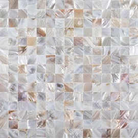 MOP Natural Mother of Pearl Mosaic Square Seamless Backsplash Tile for Bathroom Kitchen 12" X 12" Fiber Mesh 1 Sheet
