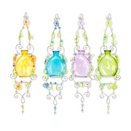 Set of Four Glass Rooter Hanging Vases - Pastel Glass Planter - Home and Garden Décor