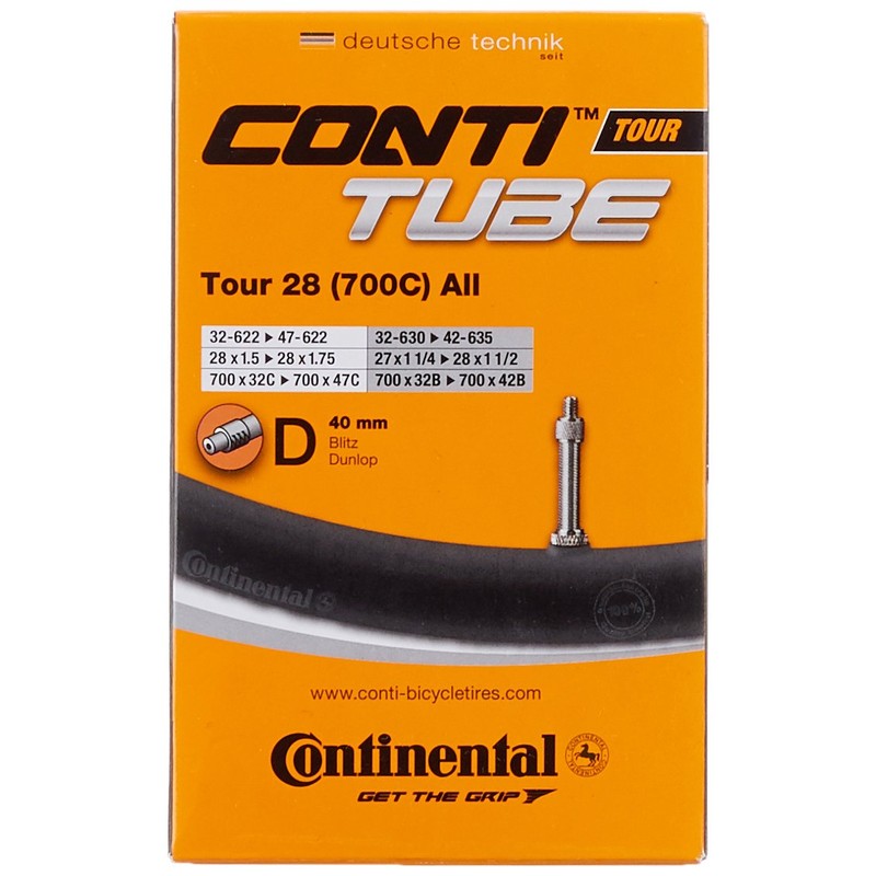 Continental Tour 28 All Bicycle Inner Tube - Black, 32/47-609/642