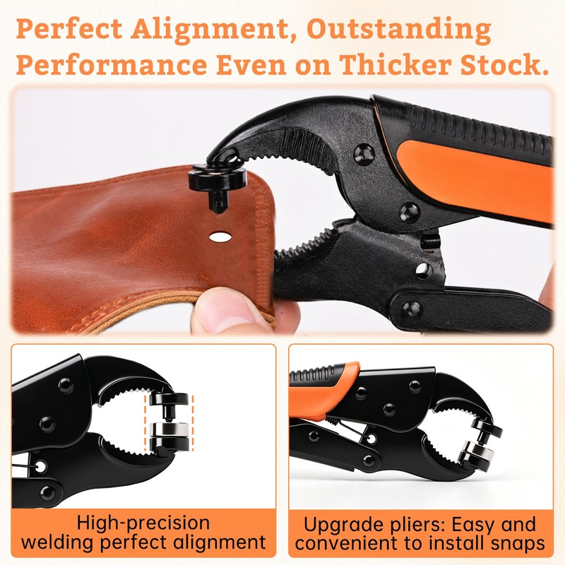 Heavy Duty Snap Fastener Tool Kit with 3 Magnetic Dies