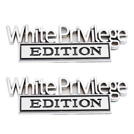 2 Pcs White Priviledge Edition Emblem Car Side Rear Front Hood Trunk Door Fender Bumper Metal Badge 3D Decal Sticker Fit for F150 F250 F350 Silverdo Sierra GMC Chevy Car Truck (Silver Black), CR2WP