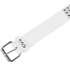 Elerevyo Women's Belts Square Beads Rivets Inlay Punk Style Decorative Belt for Dresses Skirt 115x3.3cm/45.3x1.3 White